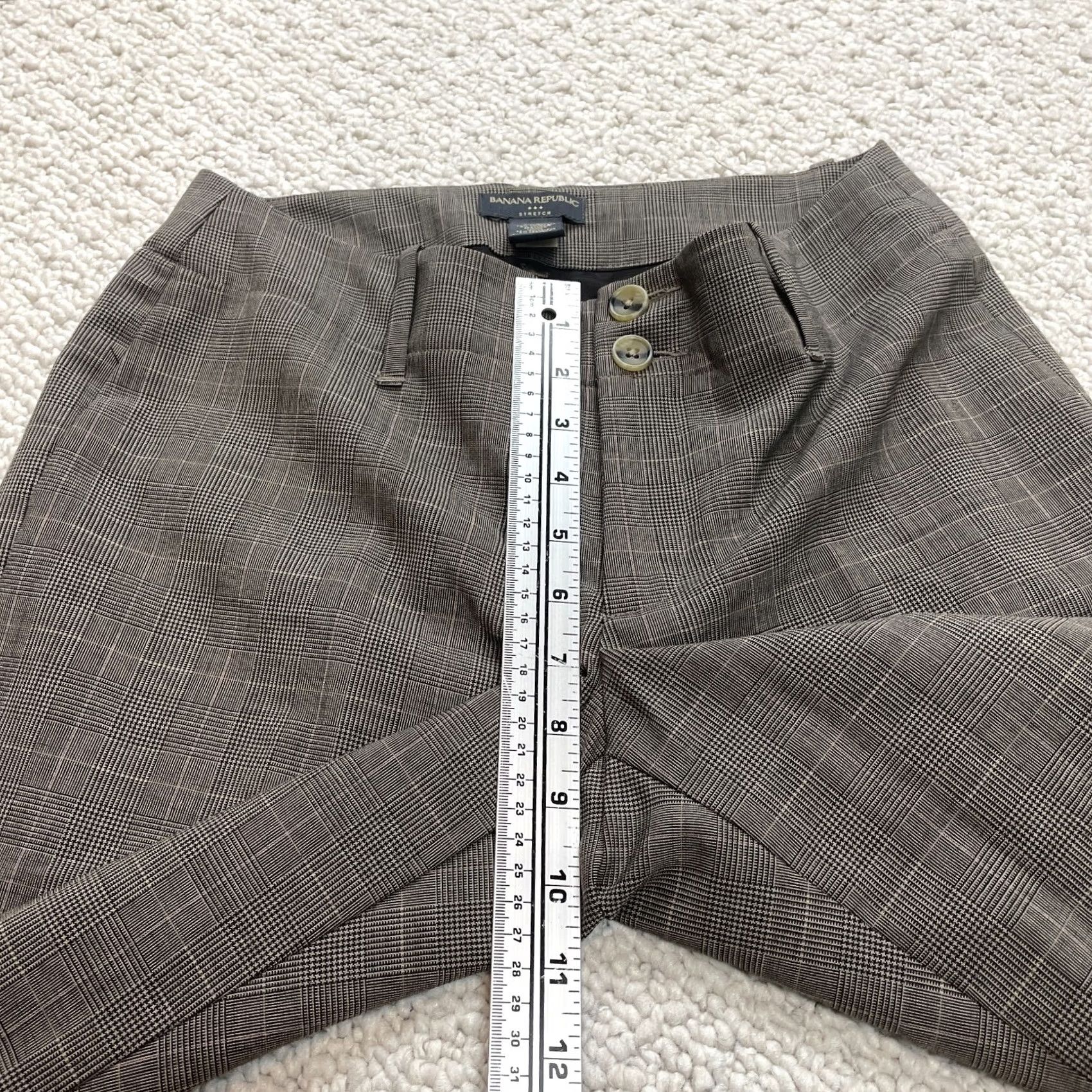 Banana Republic VINTAGE: No Banana Republic Capri Pants Womens 4 Brown Check Wool Dress Crop Slacks 31x16 Size 27" / US 4 / IT 40 - 4 Thumbnail