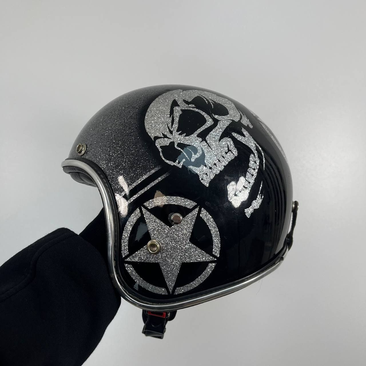 Other Superflakes Black Glitter Open Face Helmet Skull Star Size L Size ONE SIZE - 13 Thumbnail