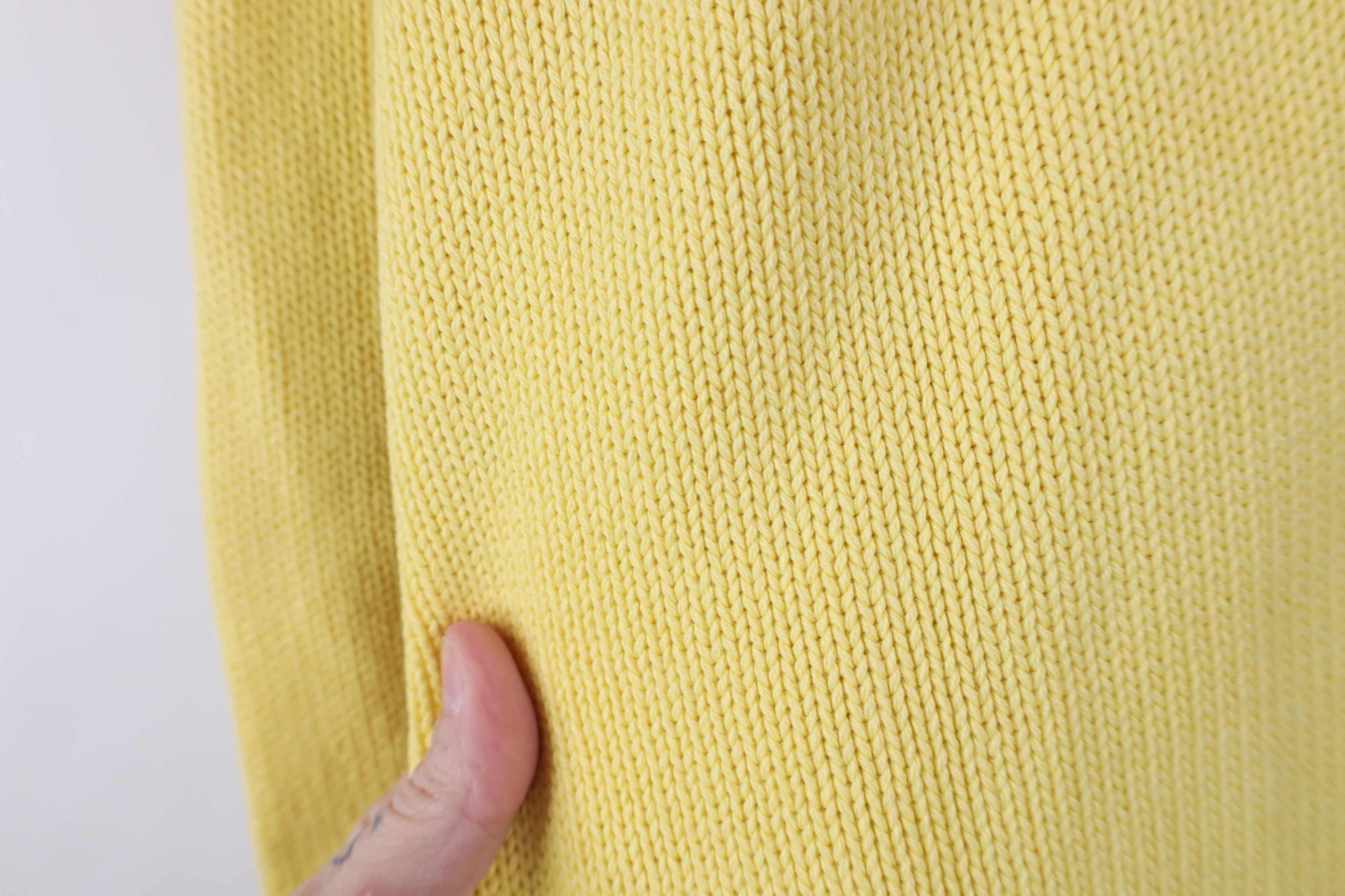 Lands' End Vintage 90s Lands End Cotton Knit V-Neck Sweater Yellow USA Size US XL / EU 56 / 4 - 6 Thumbnail