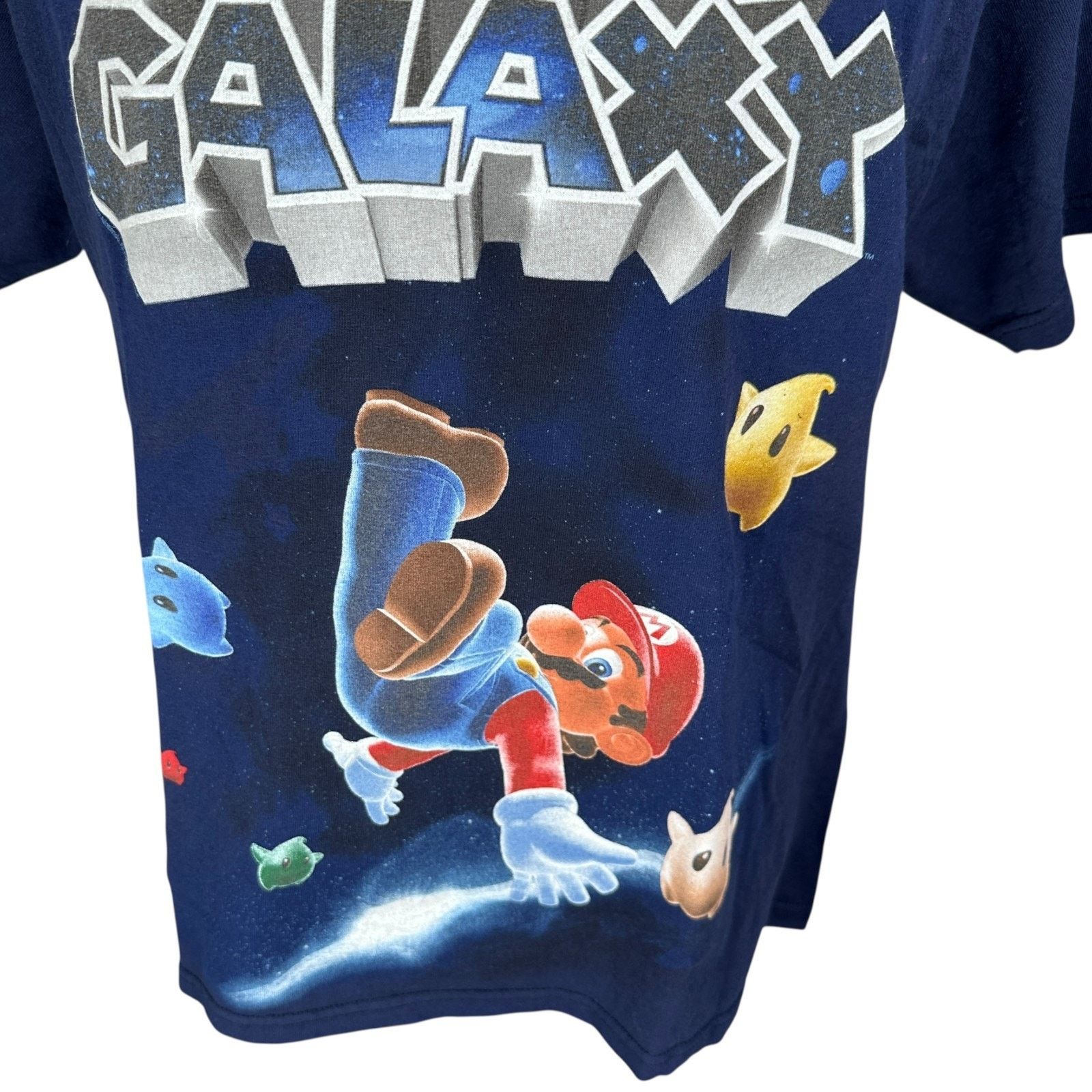 Delta VTG Super Mario Galaxy T-Shirt Men L Blue Graphic 2007 READ Size US L / EU 52-54 / 3 - 3 Thumbnail