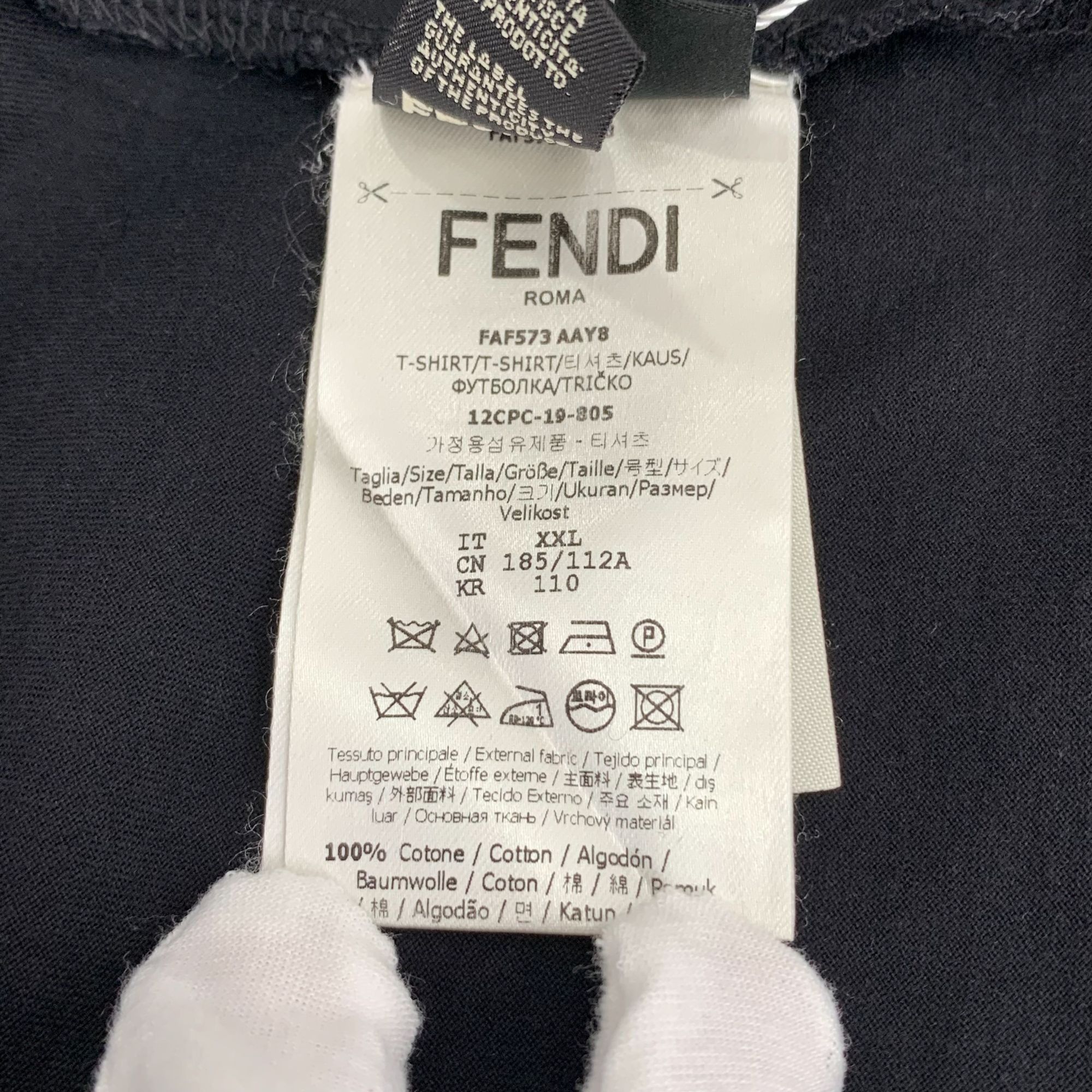 Fendi Fendi Black Long Sleeve Cotton T-Shirt With Brown Logo Tape Size US XXL / EU 58 / 5 - 3 Thumbnail