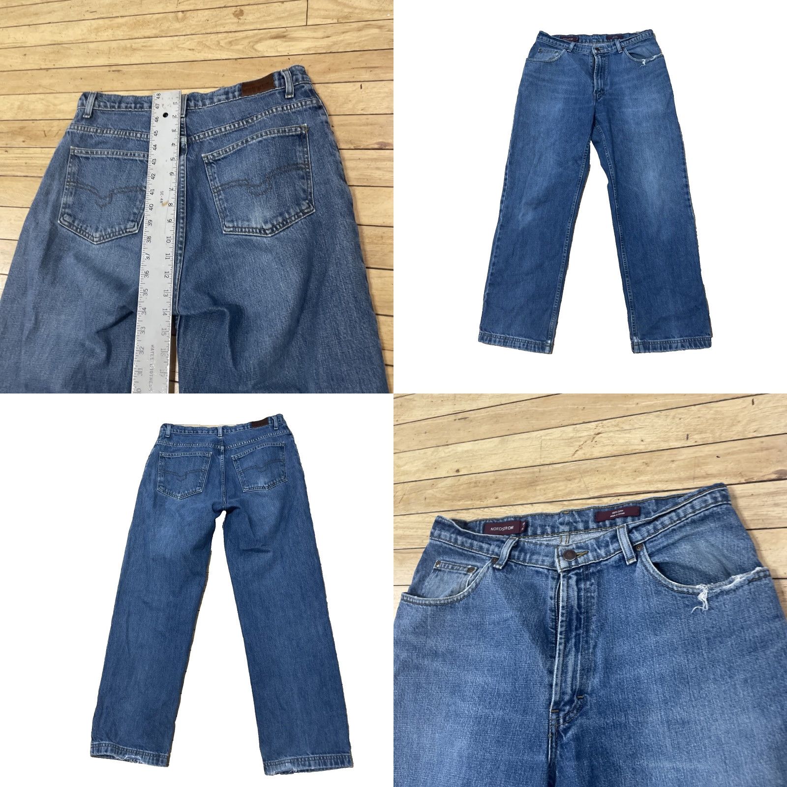 Nordstrom VINTAGE Nordstrom Jeans Men 32x30 Blue Wash Straight Wide Denim 90s Canada Mens Jeans Size US 32 / EU 48 - 9 Thumbnail