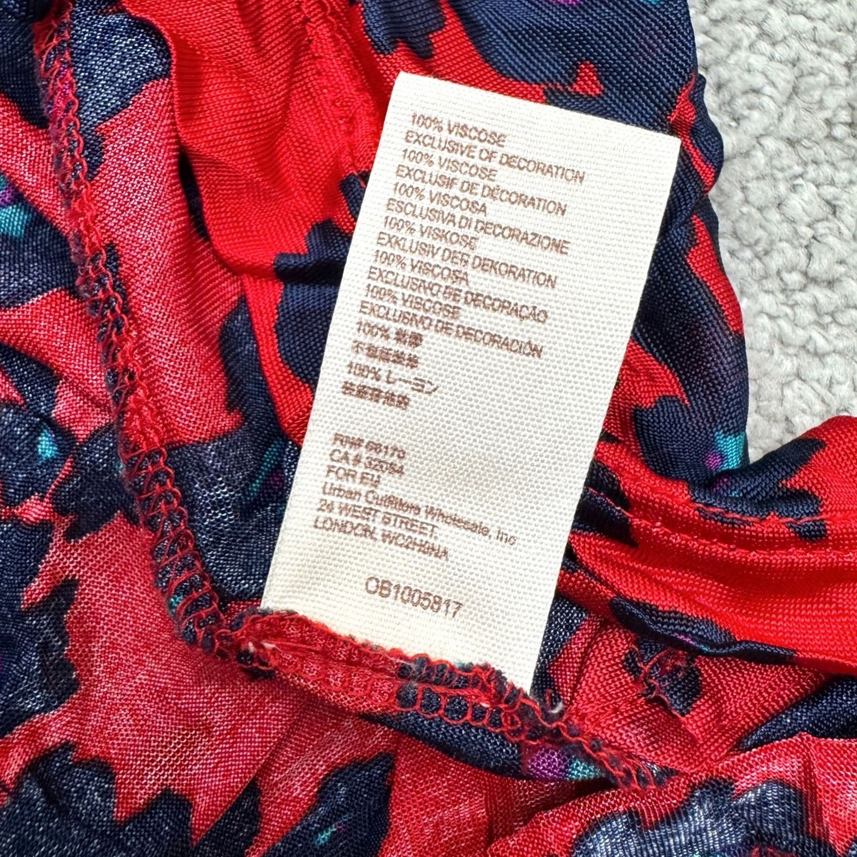 Free People Free People Floral Mini Dress Womens XS Navy Red Button Front Long Sleeve Boho Size XS / US 0-2 / IT 36-38 - 7 Thumbnail