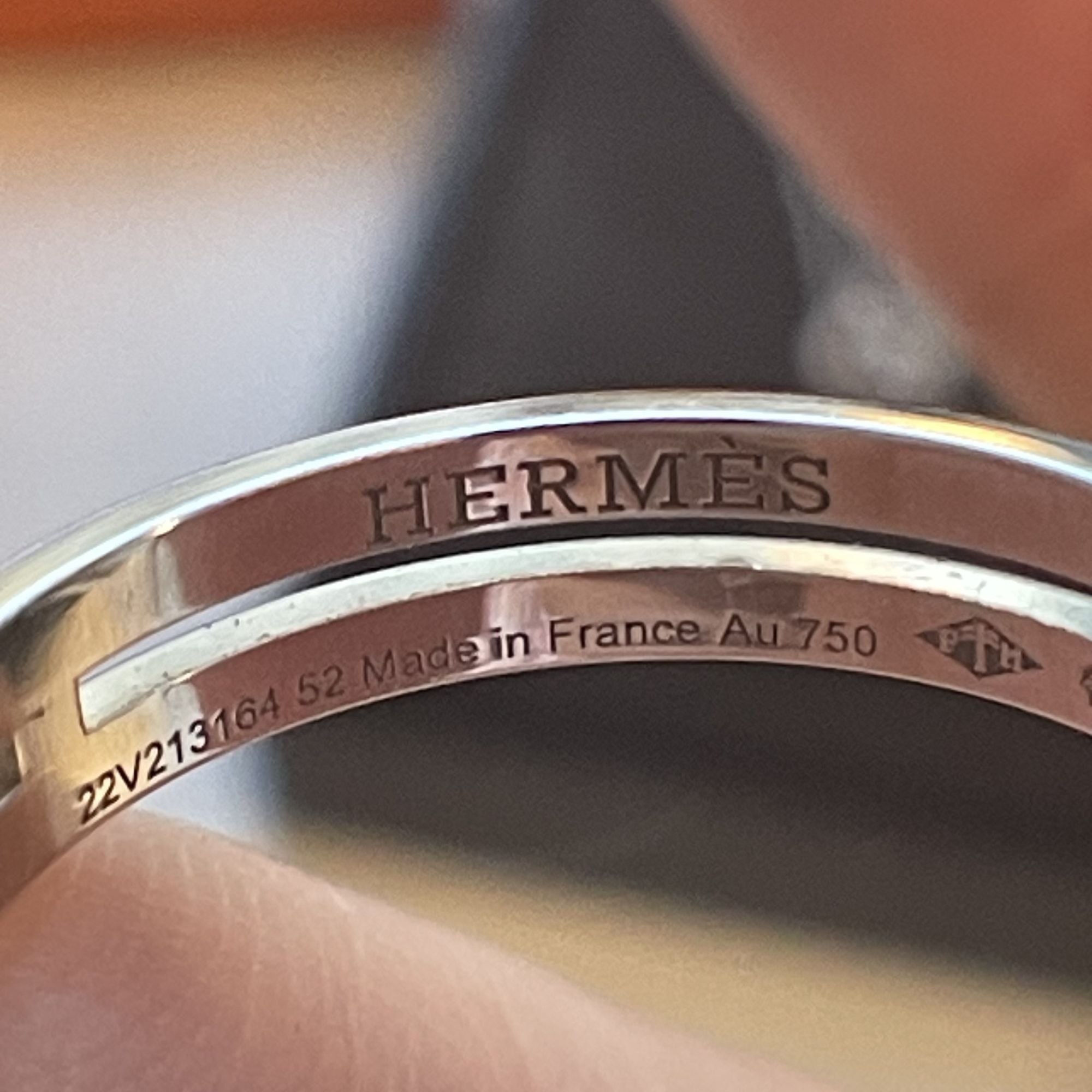 Hermes Hermès White Gold Double Band Ring With Diamond Accents Size Size ONE SIZE - 7 Thumbnail