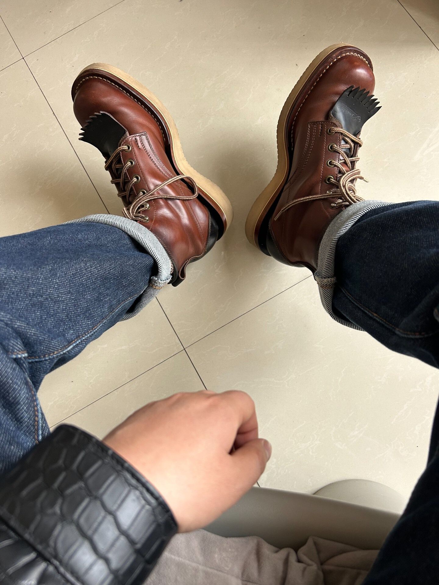 Japanese Brand unique brown leather boots with distinctive design Size US 7 / EU 40 - 1 Thumbnail