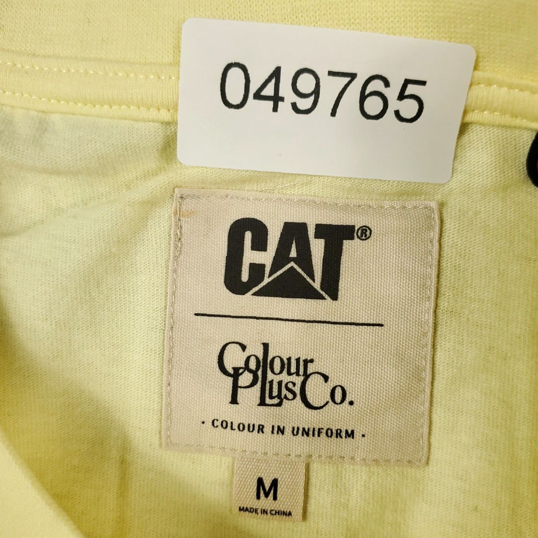 Vintage CAT x Colour Plus Co T-Shirt Mens Medium Yellow Graphic Short Sleeve Crew Neck Logo Cotton Modern Sports Theme Mens Size US M / EU 48-50 / 2 - 7 Thumbnail
