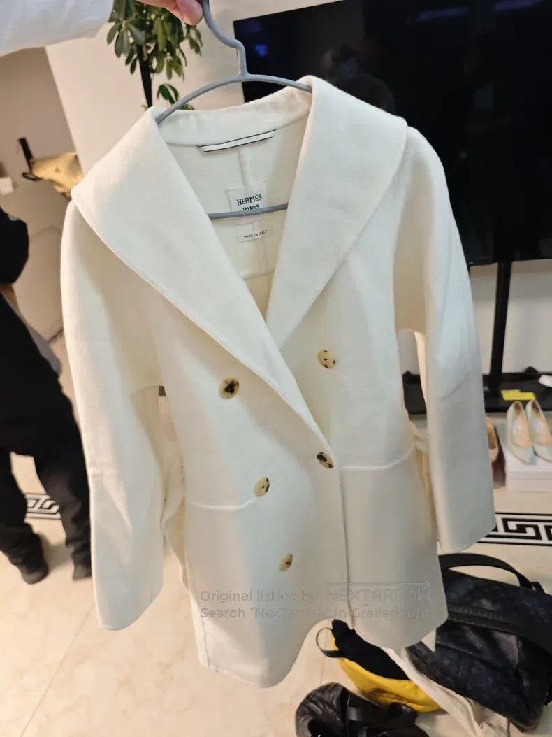 Hermes Hermes White cashmere coat Size XXS / US 00 / IT 34 - 1 Thumbnail