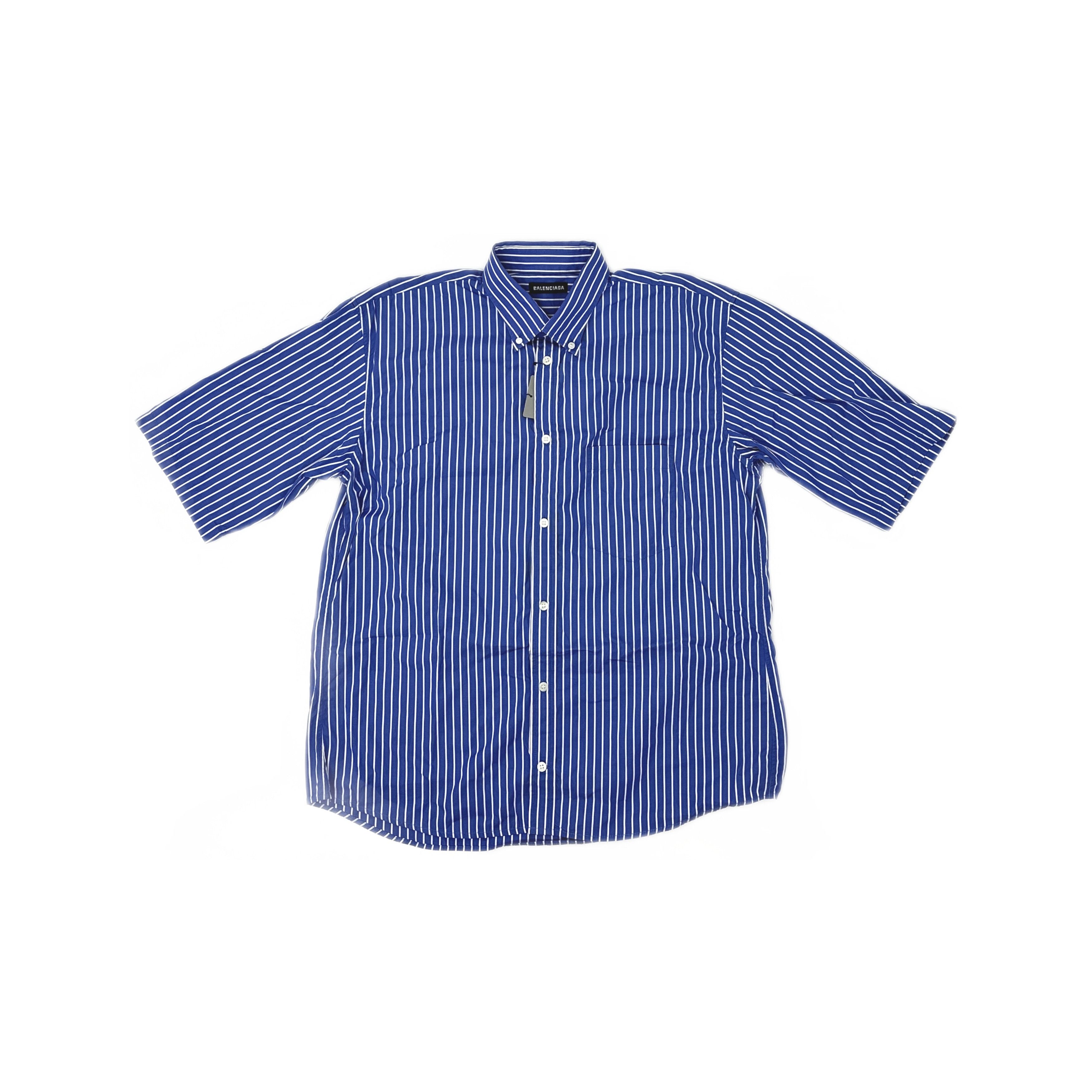 Balenciaga Balenciaga Logo Print Stripe Short Sleeve Shirt Size S | Grailed