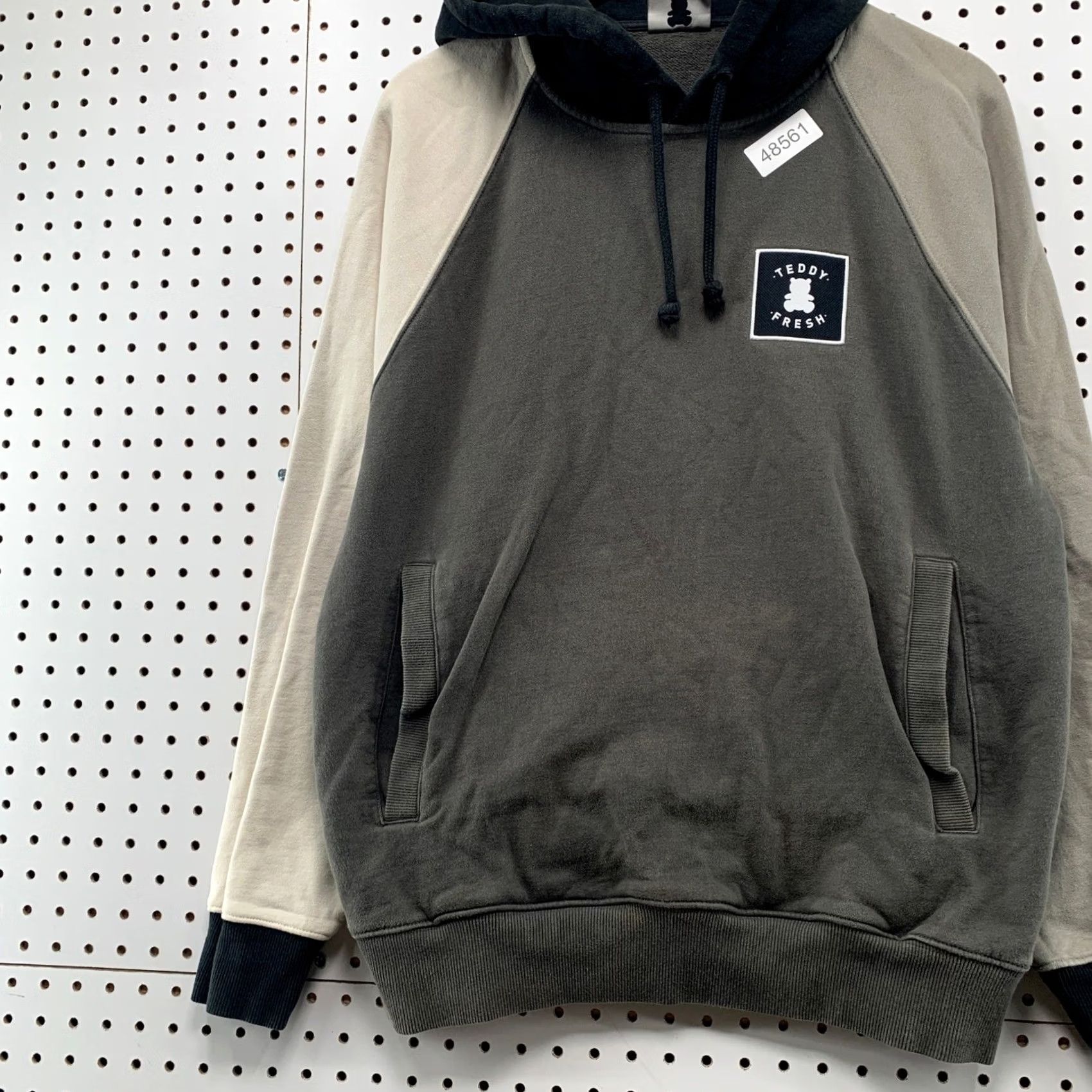 Teddy Fresh Teddy Fresh Hoodie Mens M Gray Tan Raglan Sweatshirt Colorblock Pullover Size US M / EU 48-50 / 2 - 5 Thumbnail