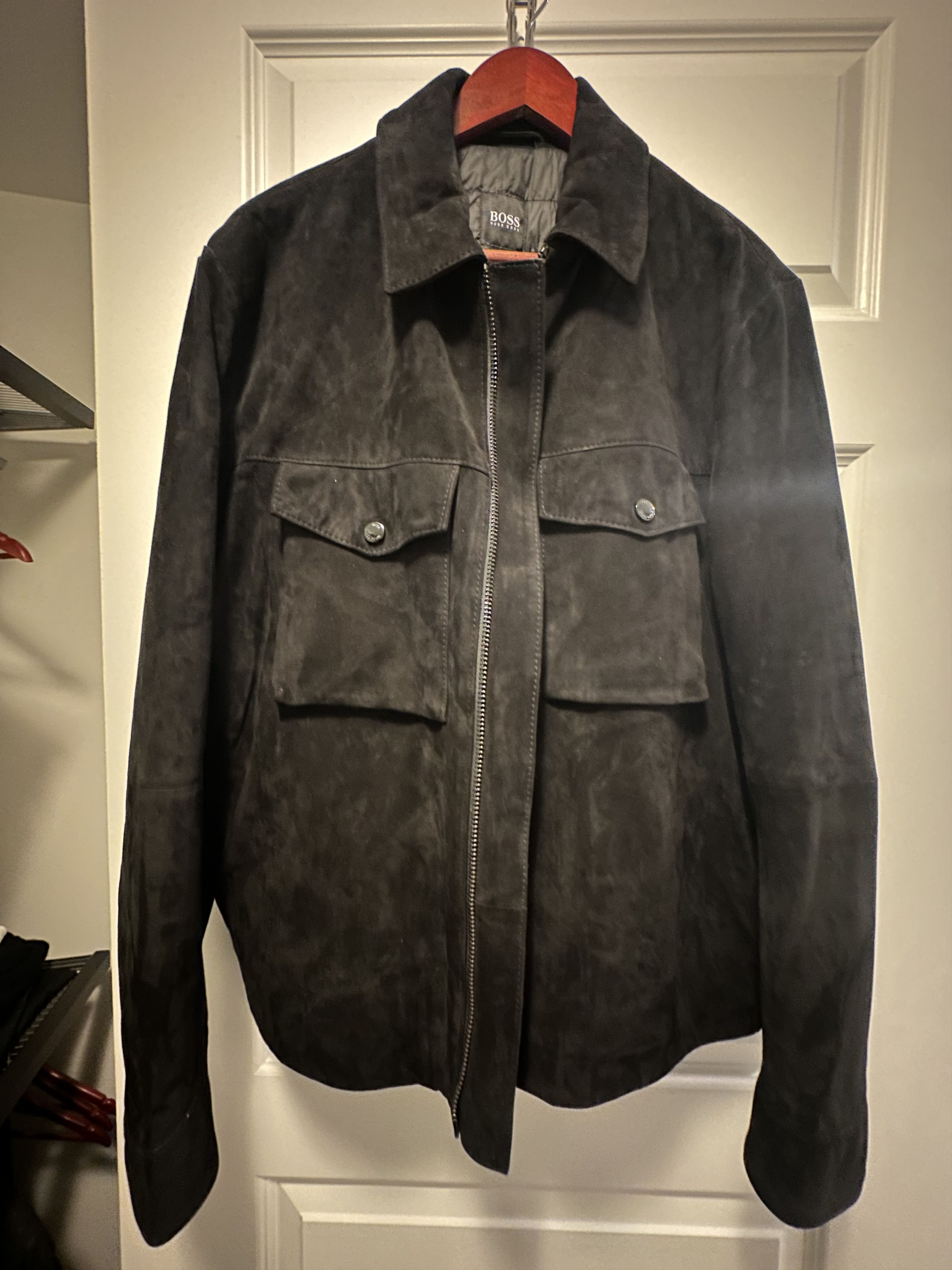 Hugo Boss Suede Leather Jacket Size US L / EU 52-54 / 3 - 2 Thumbnail