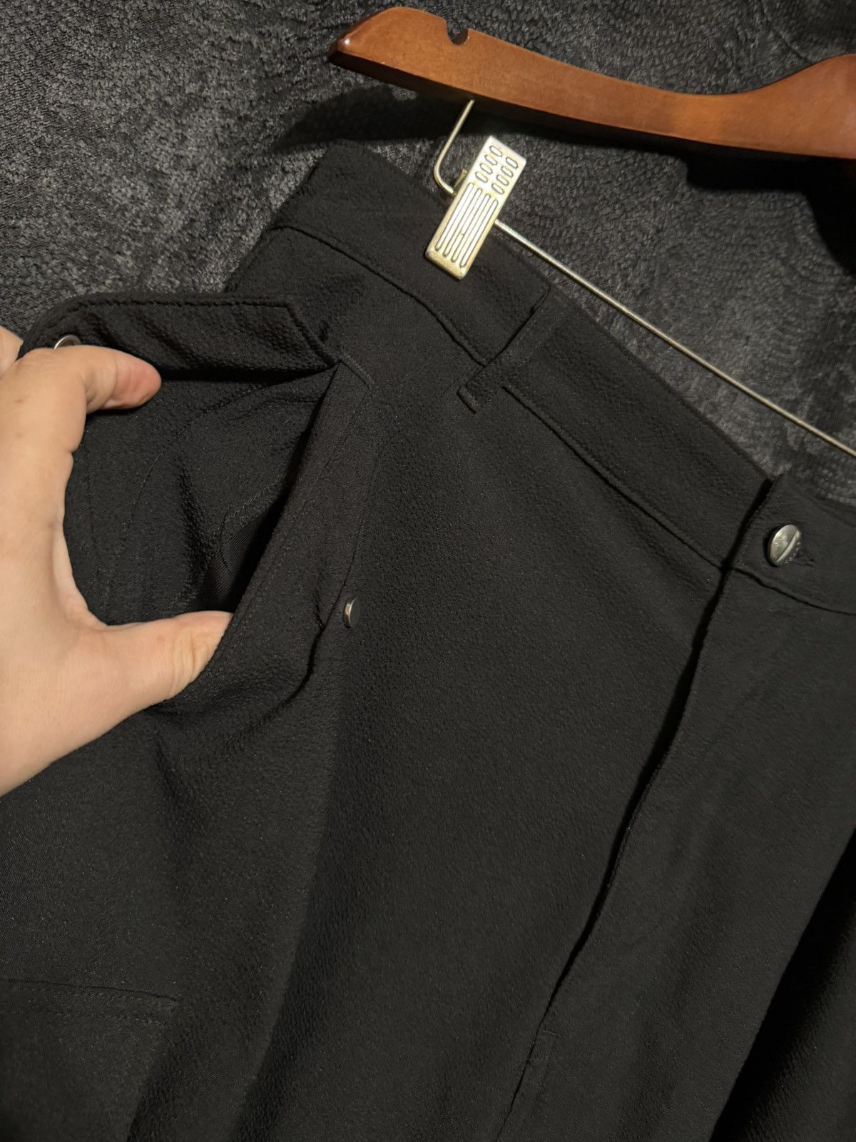 Rhude Seersucker Parachute Cargo Pants in Black Size US 33 - 6 Thumbnail