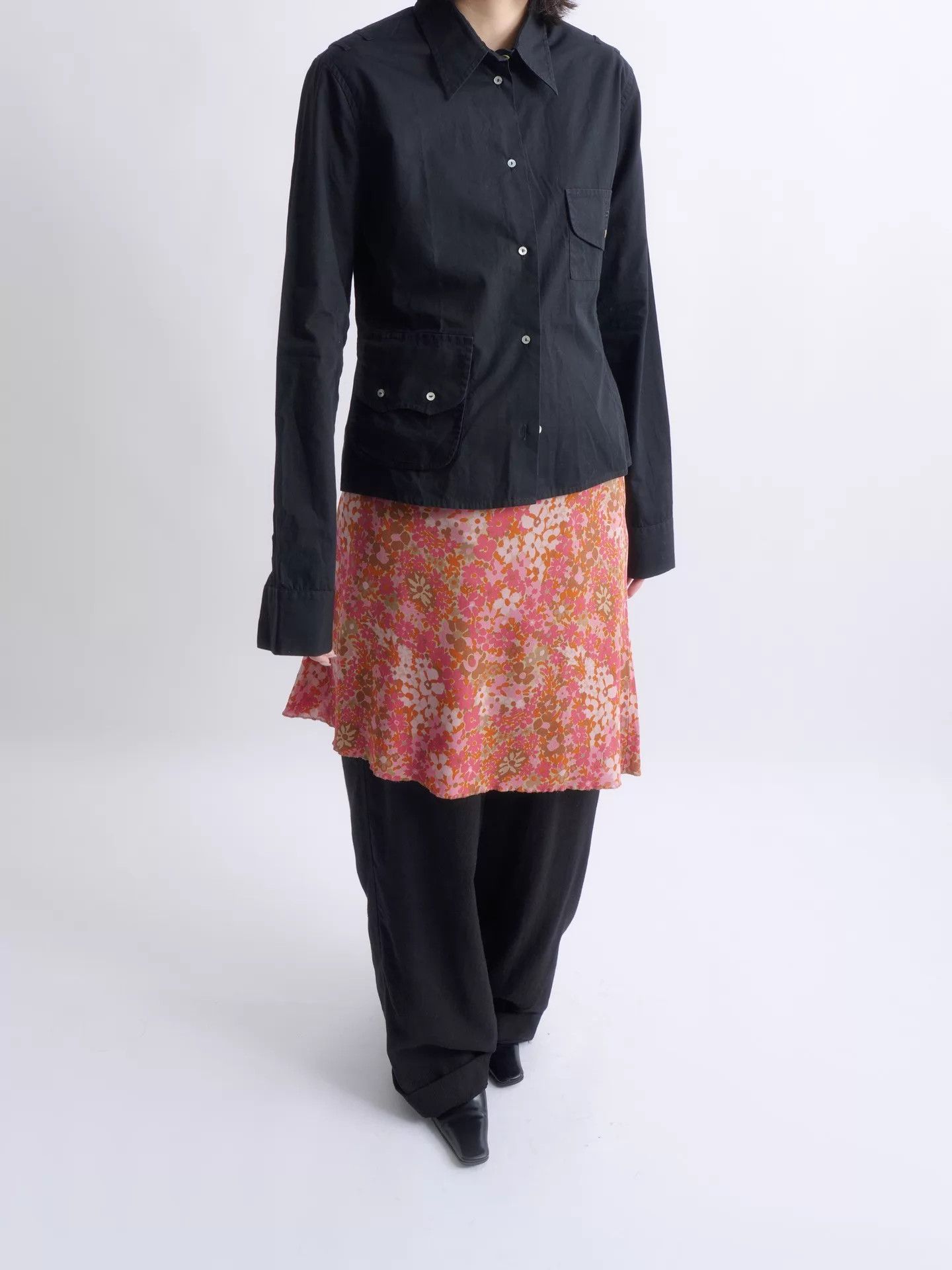 Gianfranco Ferre GIANFRANCO FERRE 90s GFF Black Structured Military Shirt Size M / US 6-8 / IT 42-44 - 1 Thumbnail