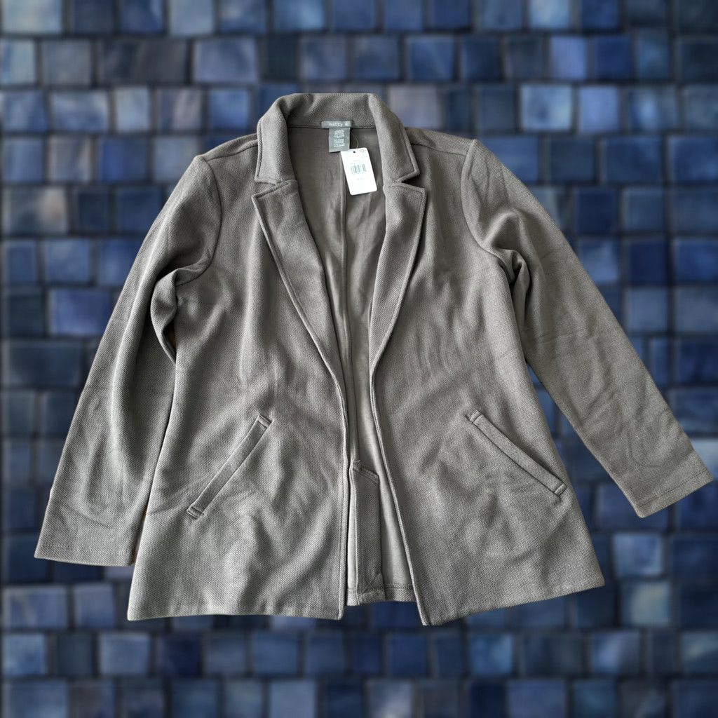 Vintage Matty M Blazer Women’s Size L Brown Knit Open Front Office Casual Workwear Vintage: No Shirt? Size L / US 10 / IT 46 - 1 Thumbnail