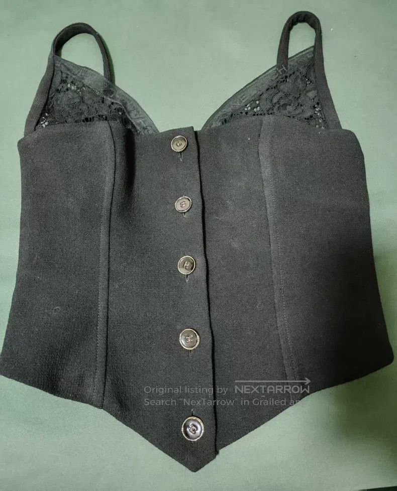Chanel Chanel 25b black lace strap top vest Size XXS / US 00 / IT 34 - 1 Thumbnail