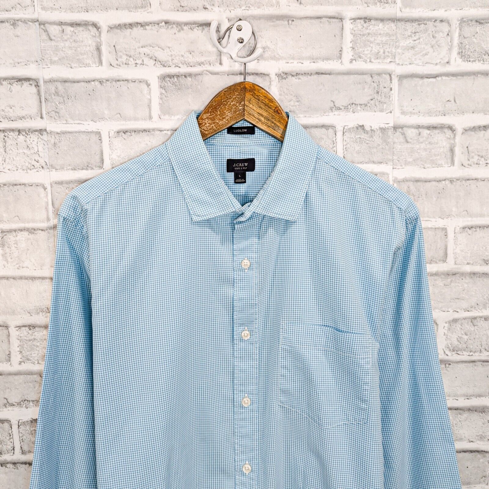 J.Crew J.Crew Ludlow Men's Button up Shirt in Light blue mini check Size US L / EU 52-54 / 3 - 4 Thumbnail