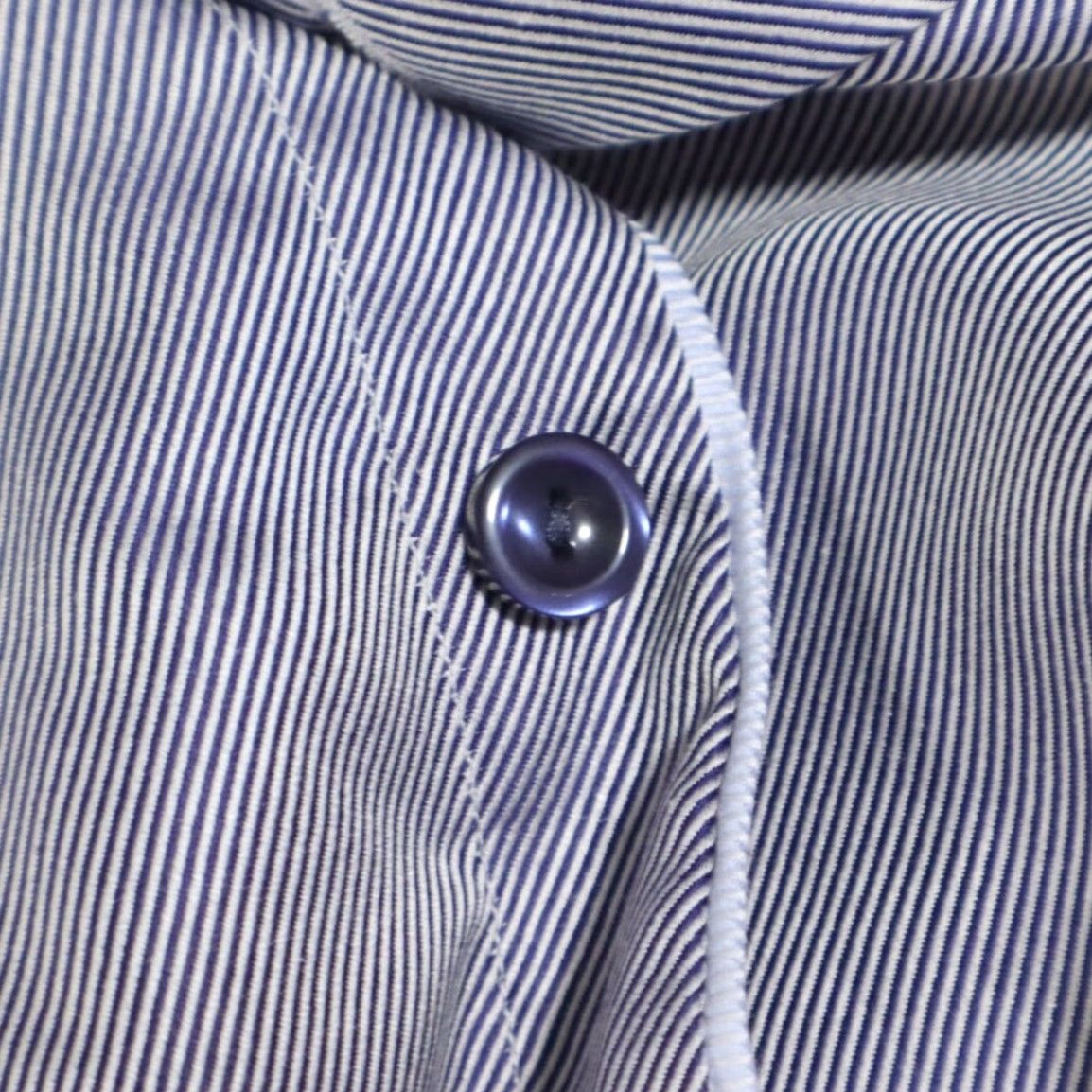 Eton Eton Contemporary Harrogate Dress Navy Striped Long Sleeve Button Up Shirt Men 42 Size 42R - 6 Thumbnail