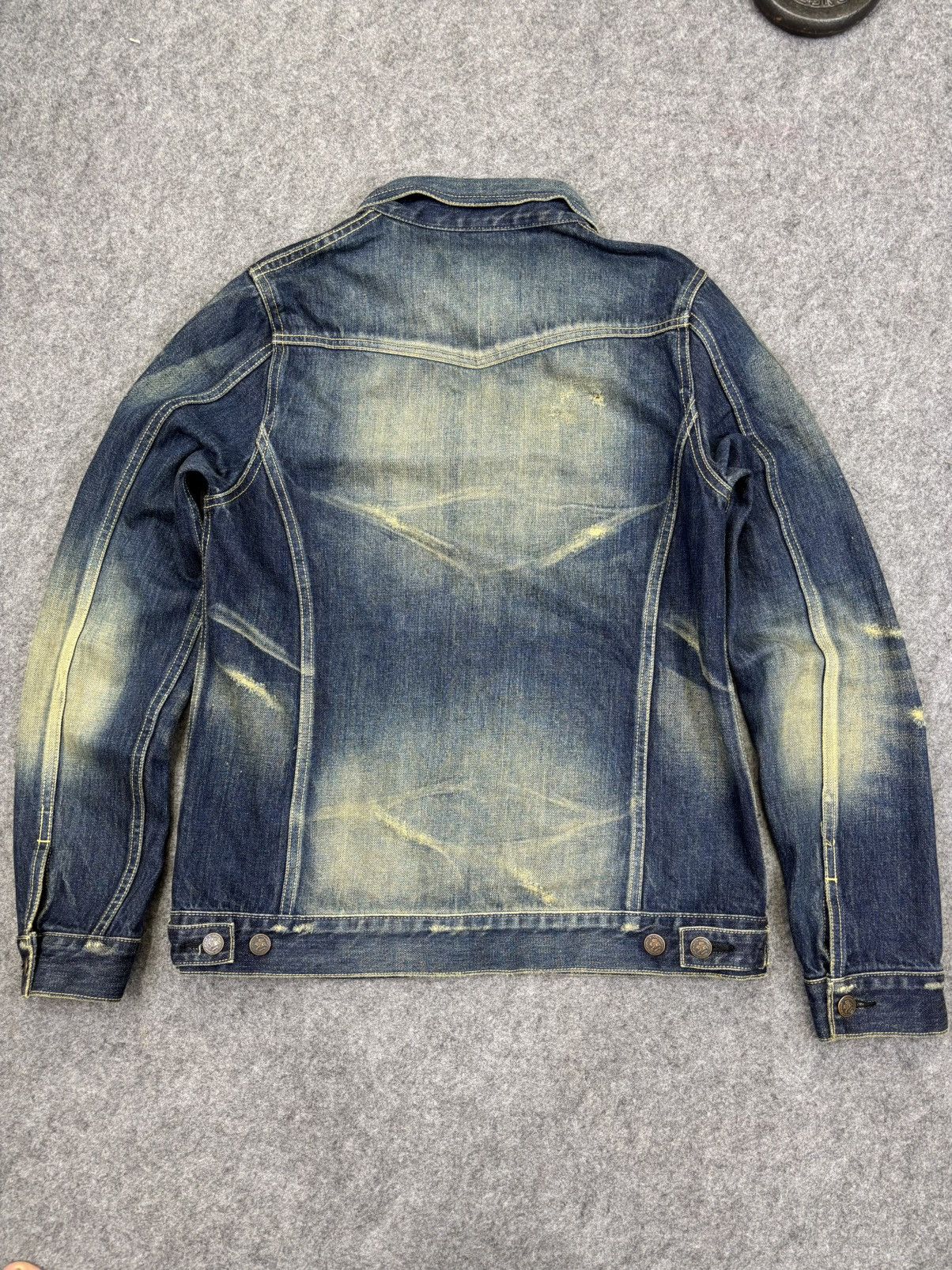 Japanese Brand 💥Selvedge Trucker💥glamb Sick Fades Distressed Trucker F818 Size US XS / EU 42 / 0 - 19 Thumbnail
