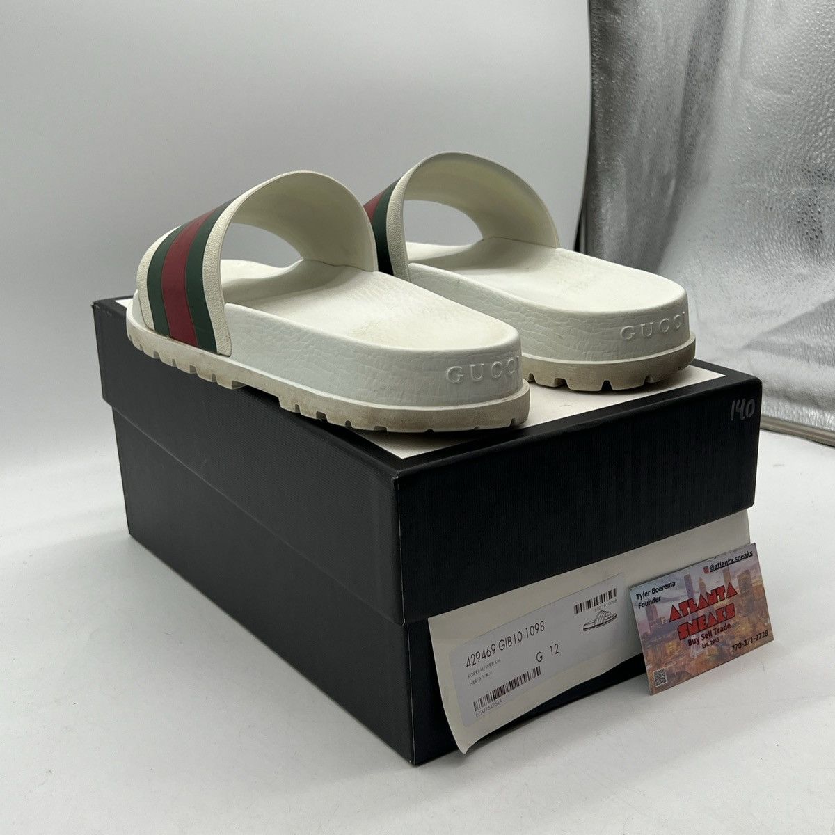 Gucci Gucci web slide white Size US 12 / EU 45 - 4 Thumbnail