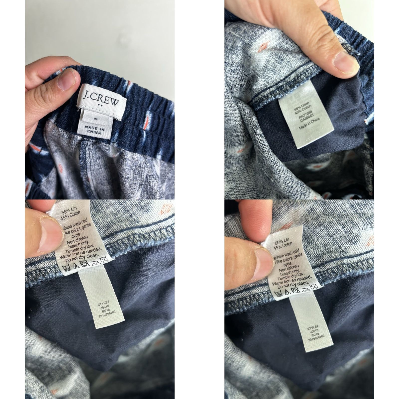 J.Crew J.CREW Womens Pants Ikat Linen Blend Drawstring Blue Southwest 30x26 Size 6 Ankle Size 28" / US 6 / IT 42 - 9 Thumbnail