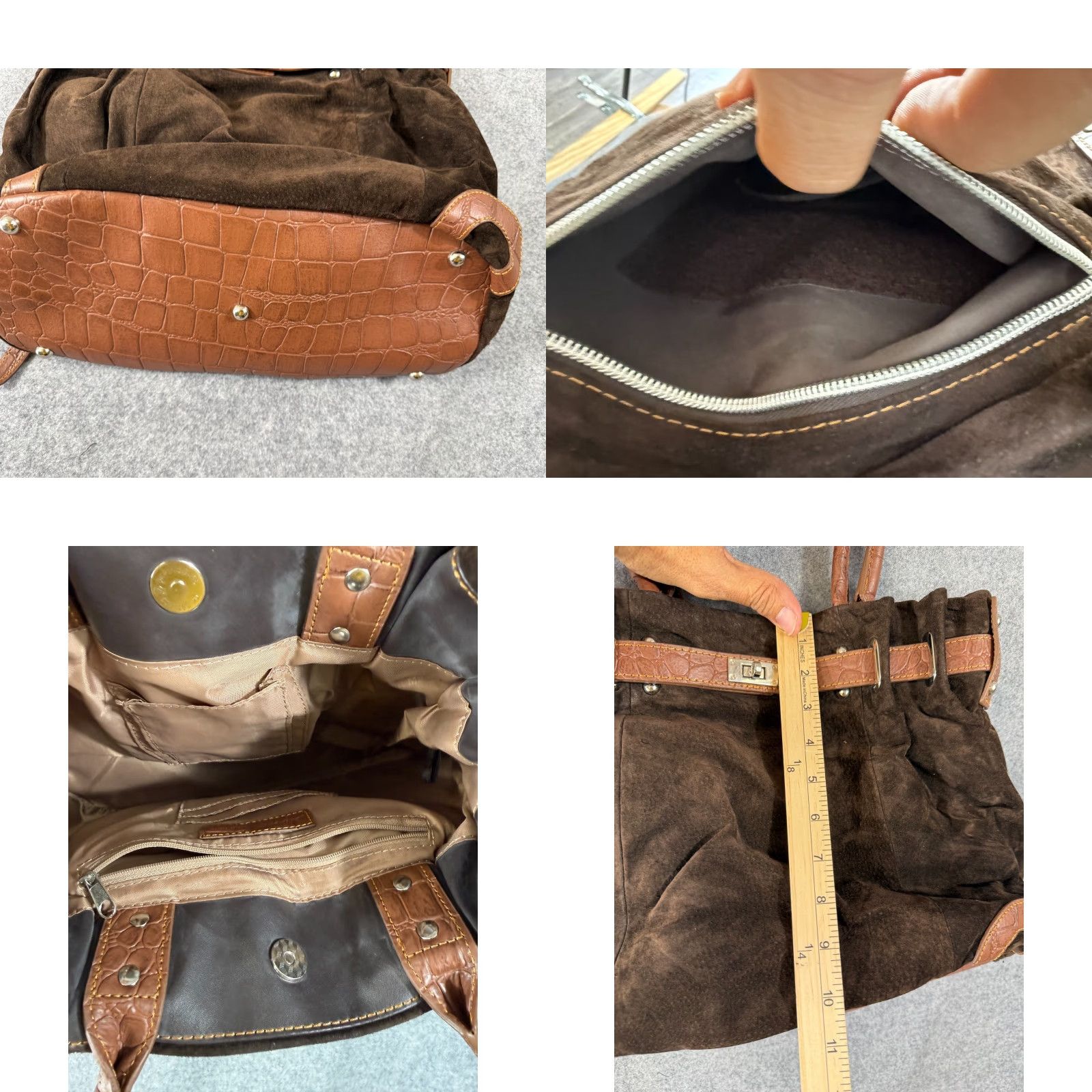 Vintage VINTAGE Gun Tote’n Mamas Shoulder Bag Womens Brown Concealed Carry Suede Leather Purse Size ONE SIZE - 9 Thumbnail