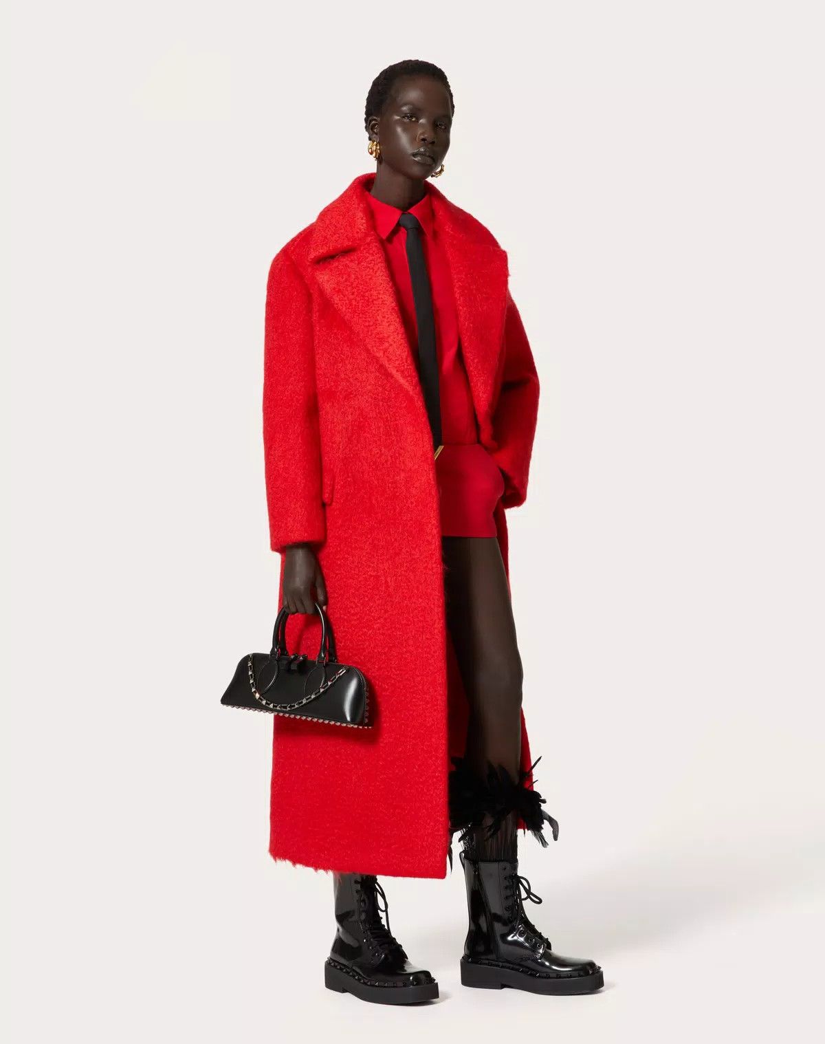 Valentino o1s1wg110625 Uncoated Boucle Coat in Red Size S / US 4 / IT 40 - 3 Thumbnail