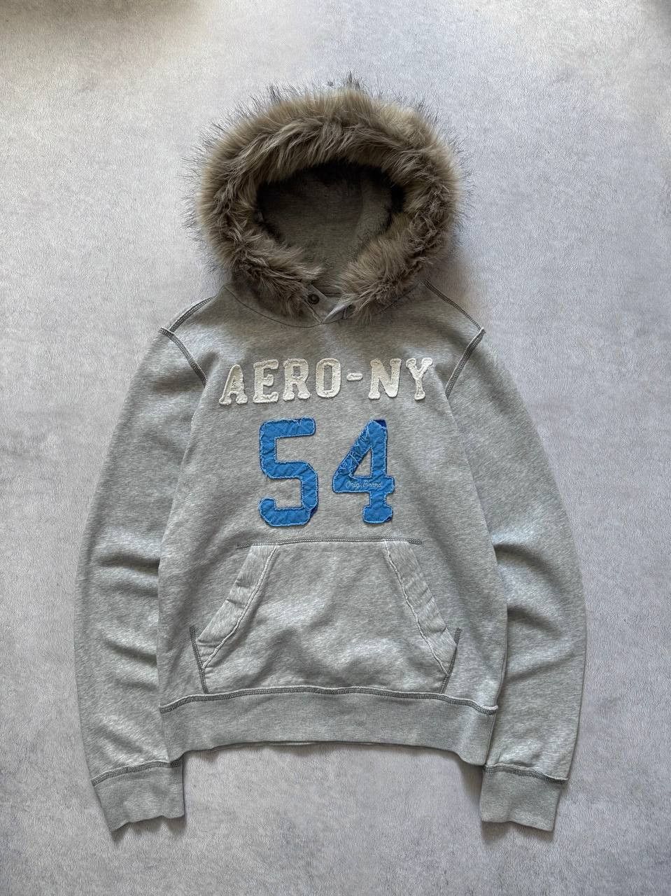 Vintage Y2K Aeropostale Faux Fur Hoodie AERO NY 54