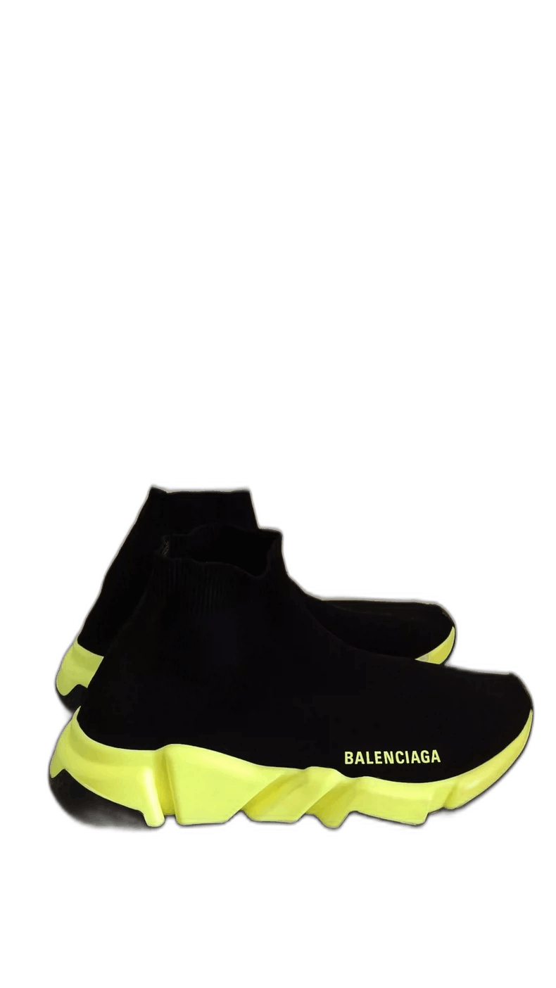 Balenciaga Black Fluorescent Letter Sock Shoes