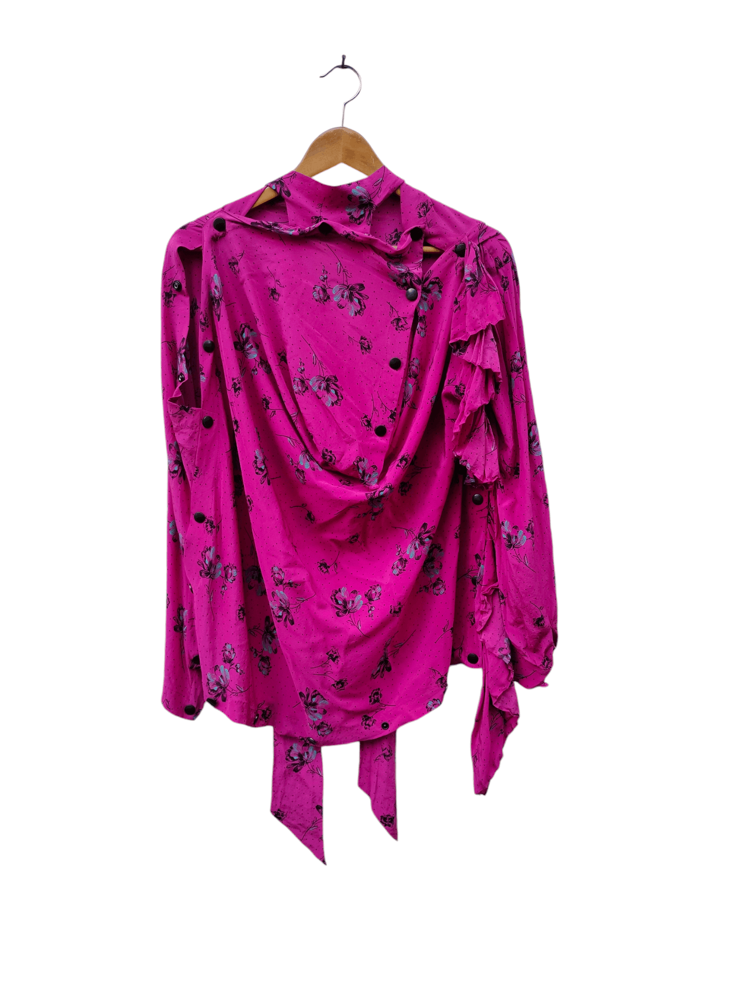 Balenciaga authentic BALENCIAGA floral silk blouses open sleeve Size XXS / US 00 / IT 34 - 4 Thumbnail