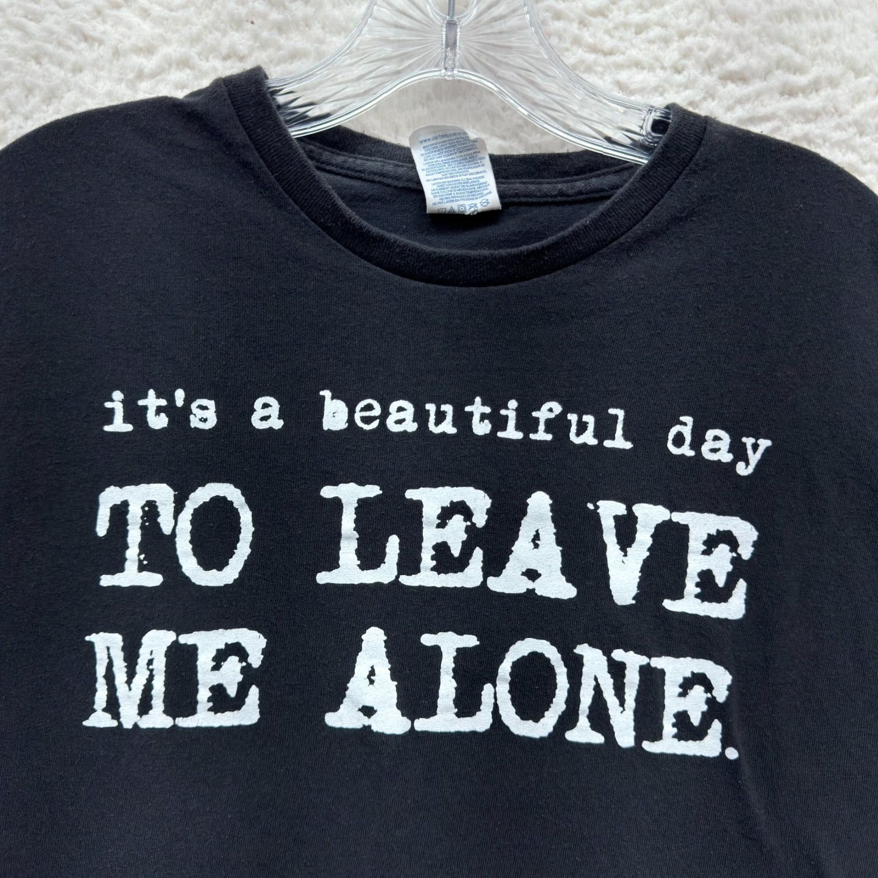 Delta VINTAGE Delta Pro Weight T-Shirt Large Black Y2K Funny Joke Humor Leave Me Alone Shirt Unisex Mens Womens Size US L / EU 52-54 / 3 - 3 Thumbnail