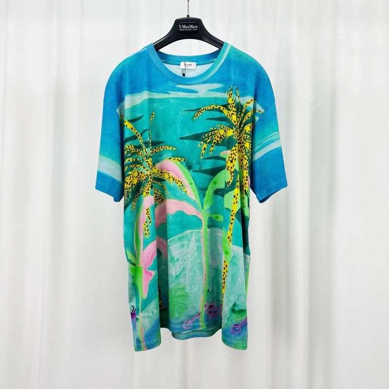 Celine Celine Palm Tree Print Short Sleeve Top Size US L / EU 52-54 / 3 - 1 Thumbnail