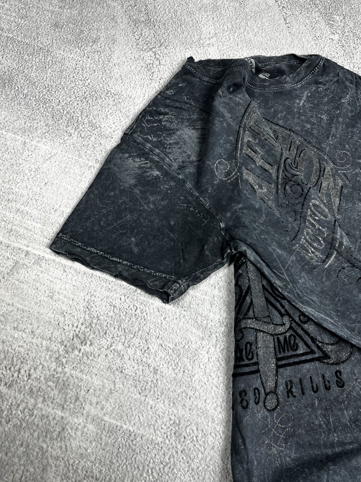 Vintage AFFLICTION MENS DEATH SPADE SS T-SHIRT Size US L / EU 52-54 / 3 - 7 Thumbnail