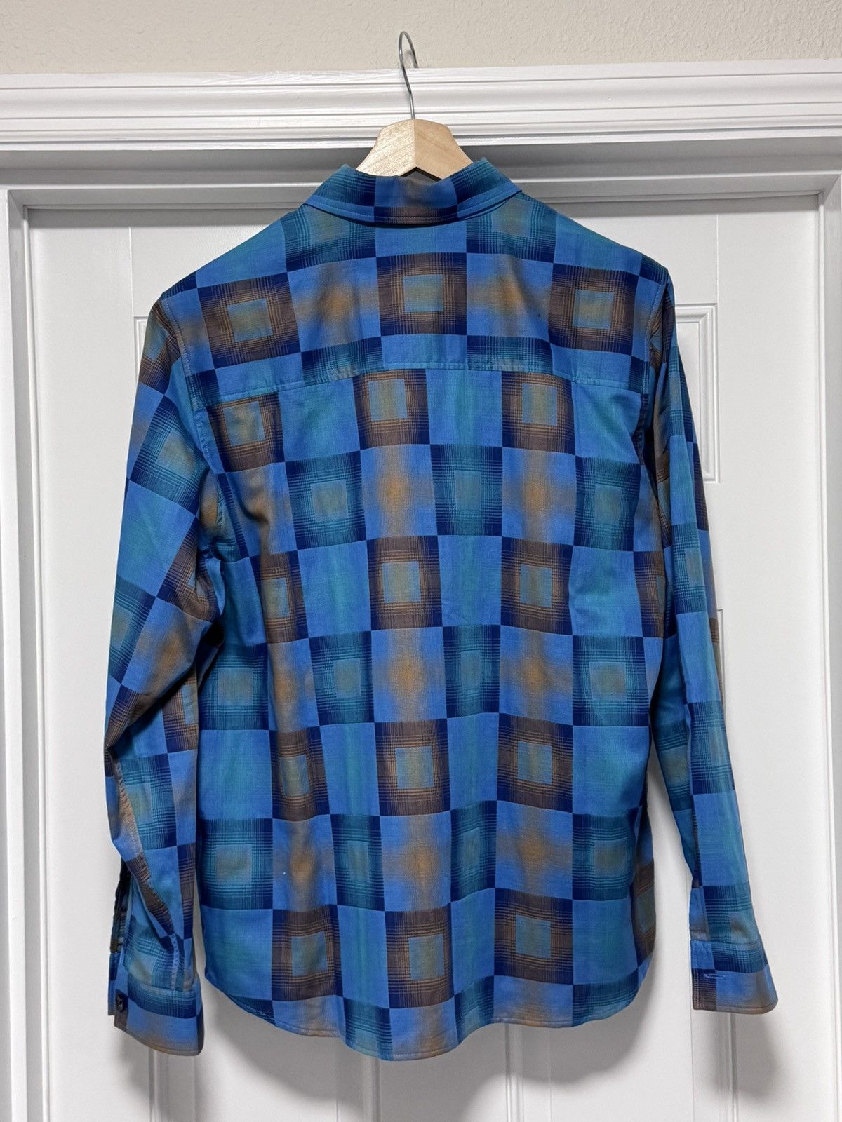 Percival NWT Percival Razzle Check Knit Long Sleeve Shirt Blue Multi Size US XL / EU 56 / 4 - 13 Thumbnail