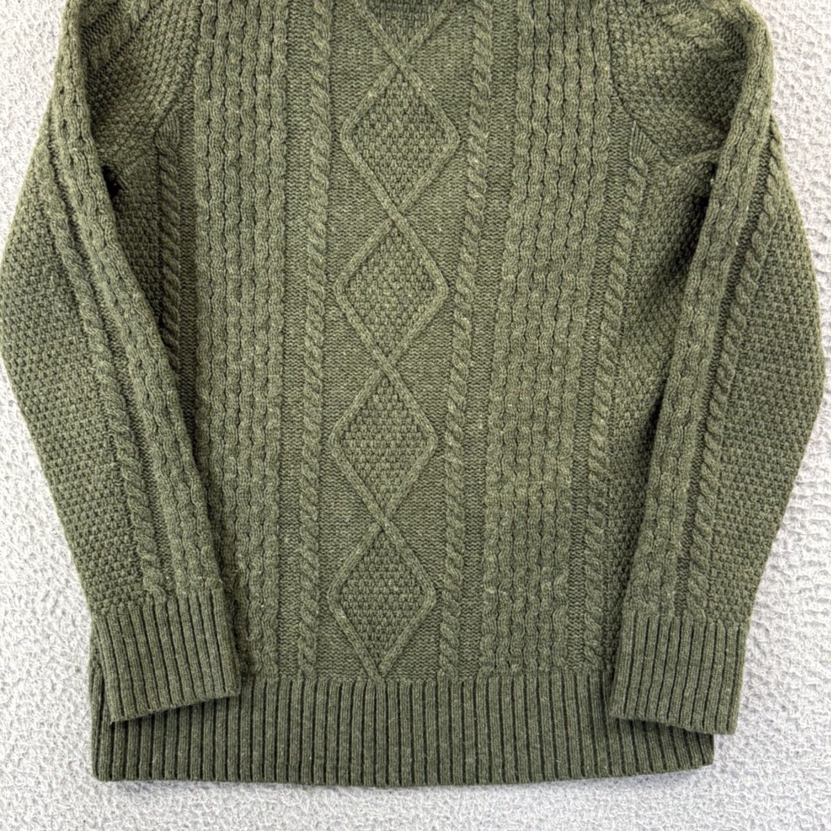 Vintage VINTAGE? No. LL Bean Sweater Women’s Small Green Merino Wool Blend Cable Knit Turtleneck Boho Size S / US 4 / IT 40 - 2 Thumbnail