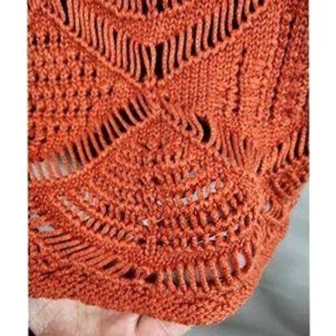 Vintage Chicos Sweater Womens Size Small Orange BOHO Pointelle Knit Pullover Coastal Size S / US 4 / IT 40 - 3 Thumbnail