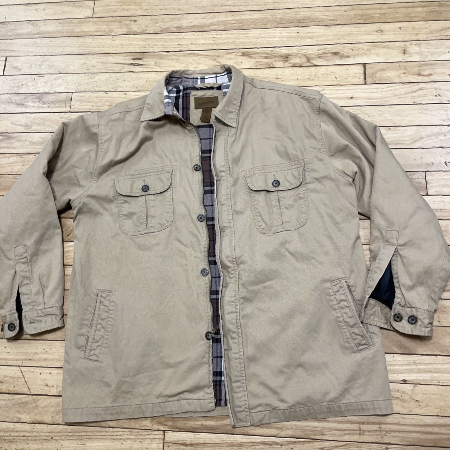 Vintage VINTAGE St Johns Bay Canvas Jacket XL Barn Chore Coat Brown Tan Plaid Lined Men Jacket Size US XL / EU 56 / 4 - 2 Thumbnail