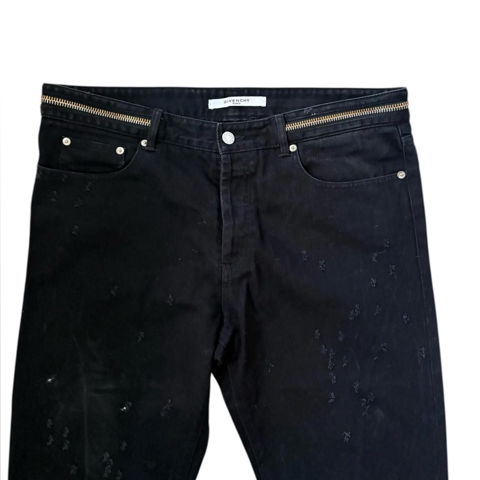 Givenchy Givenchy Men's 2016 Distressed Zipper Moto Jeans Black Size US 35 - 2 Thumbnail
