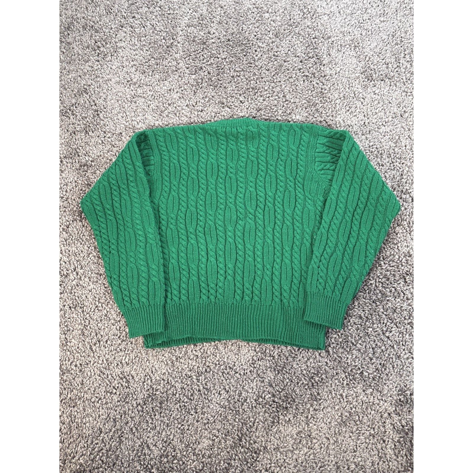 Vintage VINTAGE Karen Scott Cardigan Sweater Womens Medium Green 90s Chunky-Knit Button V-Neck Size M / US 6-8 / IT 42-44 - 5 Thumbnail