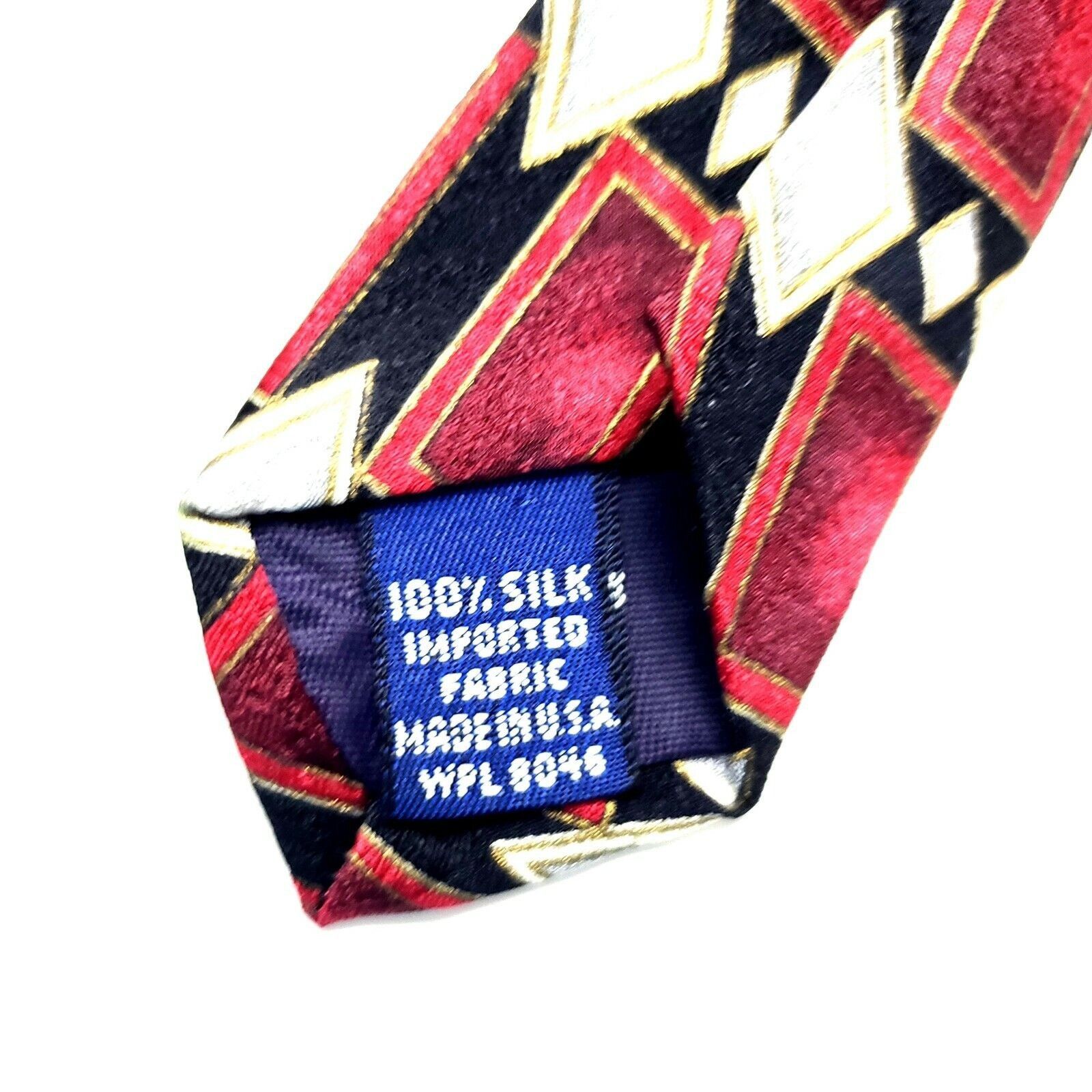 Savile Row Savile Row Red Silk Tie Geometric Abstract Classic Size ONE SIZE - 4 Thumbnail