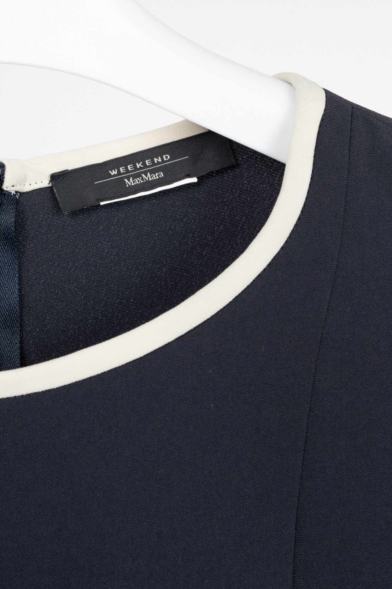 Weekend Max Mara Weekend Max Mara Navy Crepe Ruffle-Cuff Dress Size S / US 4 / IT 40 - 4 Thumbnail