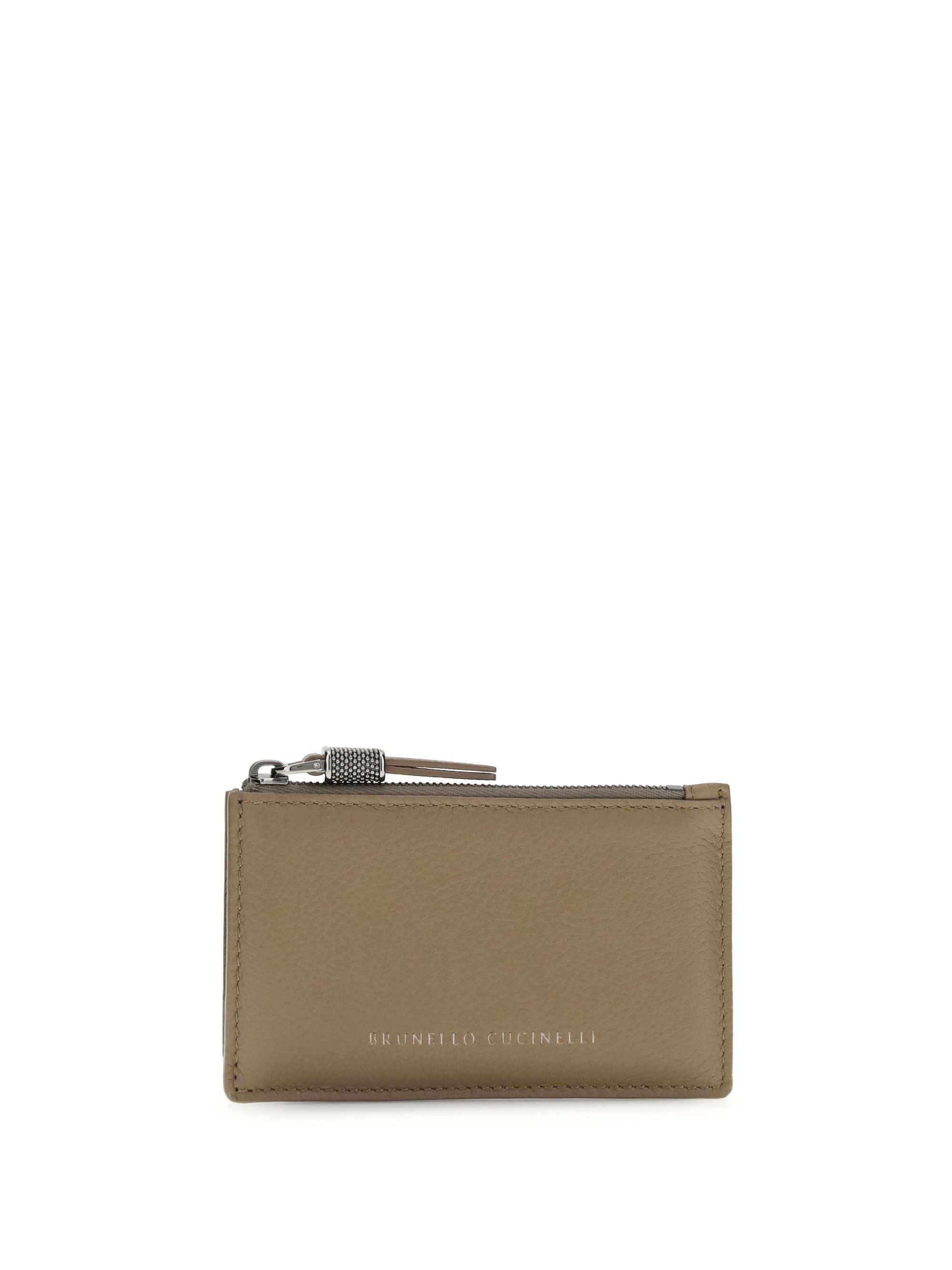 Brunello Cucinelli Leather Card Holder with grain and Shiny Zipper Pull Size ONE SIZE - 1 Thumbnail
