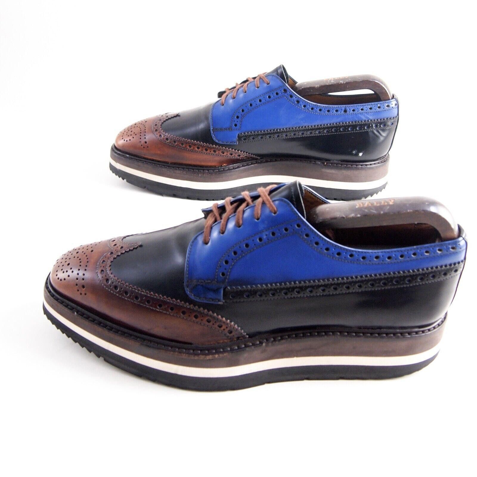 Prada Prada Lug Sole Brogues 2EG016 Black Blue Brown EU 40 US 7 Size US 7 / EU 40 - 2 Thumbnail