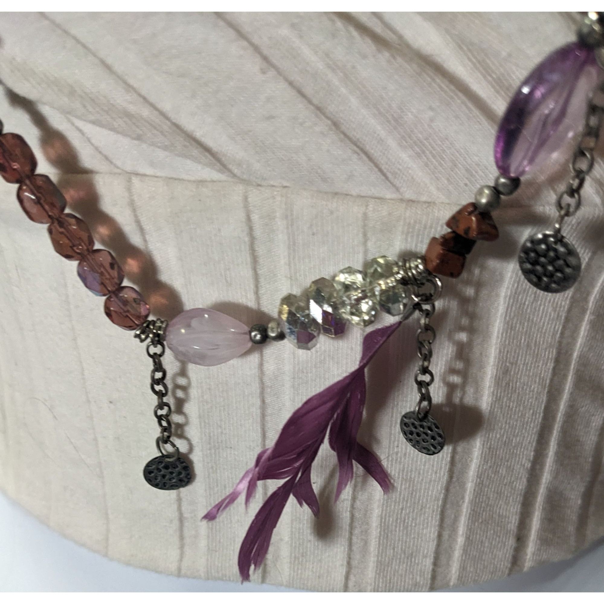 Other Bohemian Purple And Silver Tone Charm And Feather Beaded Nec Size ONE SIZE - 8 Thumbnail