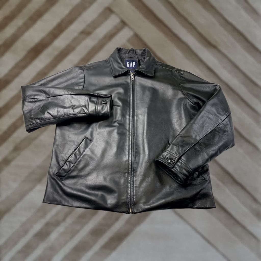 Gap × Vintage Vintage GAP Cow Leather Jacket Zip Up Quilted Lining