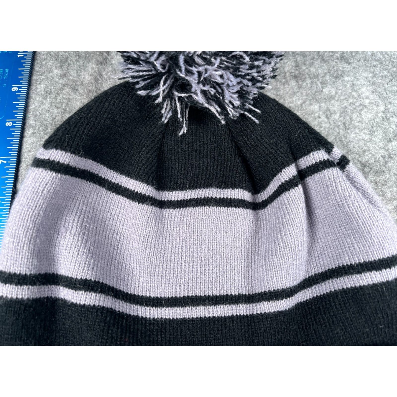 Vintage Infoblox Beanie Toque Adult One Size Gray Black Knit Striped 100% Acrylic Pom Size ONE SIZE - 3 Thumbnail
