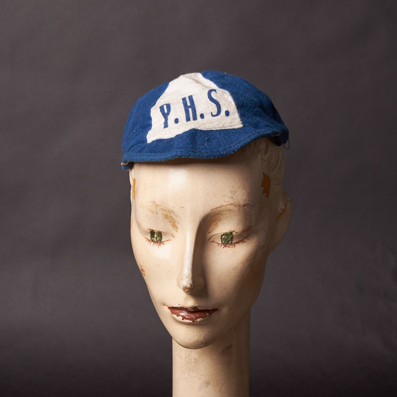 Vintage 1940s – 1950s Blue and White School Boy Cap Hat Size ONE SIZE - 2 Thumbnail