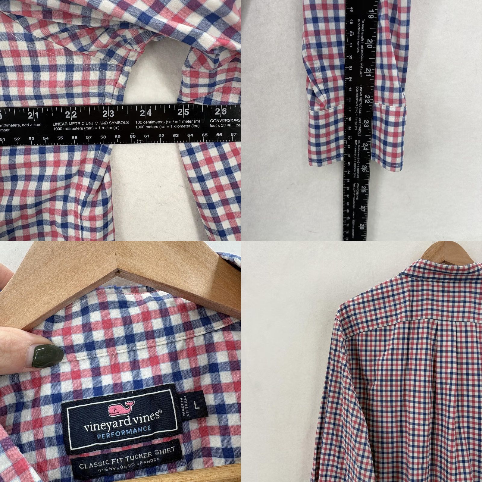 Vineyard Vines Vineyard Vines Shirt Mens Large Red Blue Plaid Performance Tucker Classic Fit Shirt Size US L / EU 52-54 / 3 - 8 Thumbnail