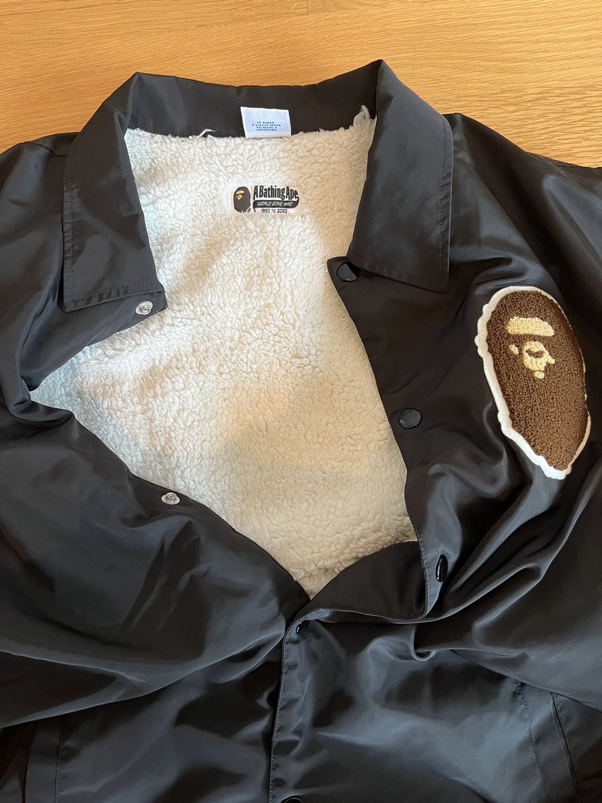 Bape × Champion Bape x Champion Sherpa Lined Black Coaches Jacket Size US XL / EU 56 / 4 - 4 Thumbnail