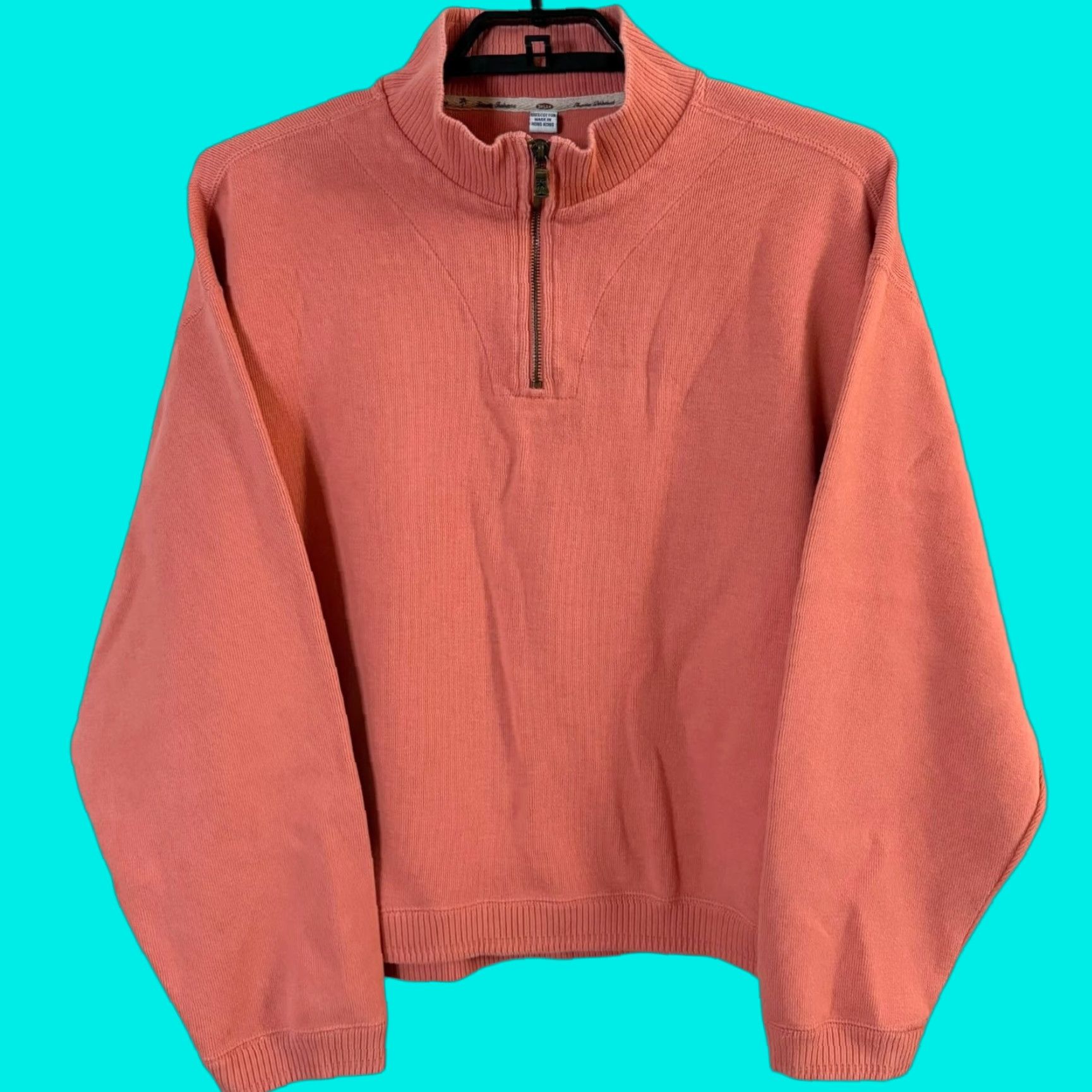 Tommy Bahama Tommy Bahama Sweater Women’s XL Orange 100% Cotton Knit Quarter-Zip Pullover Size XL / US 12-14 / IT 48-50 - 1 Thumbnail