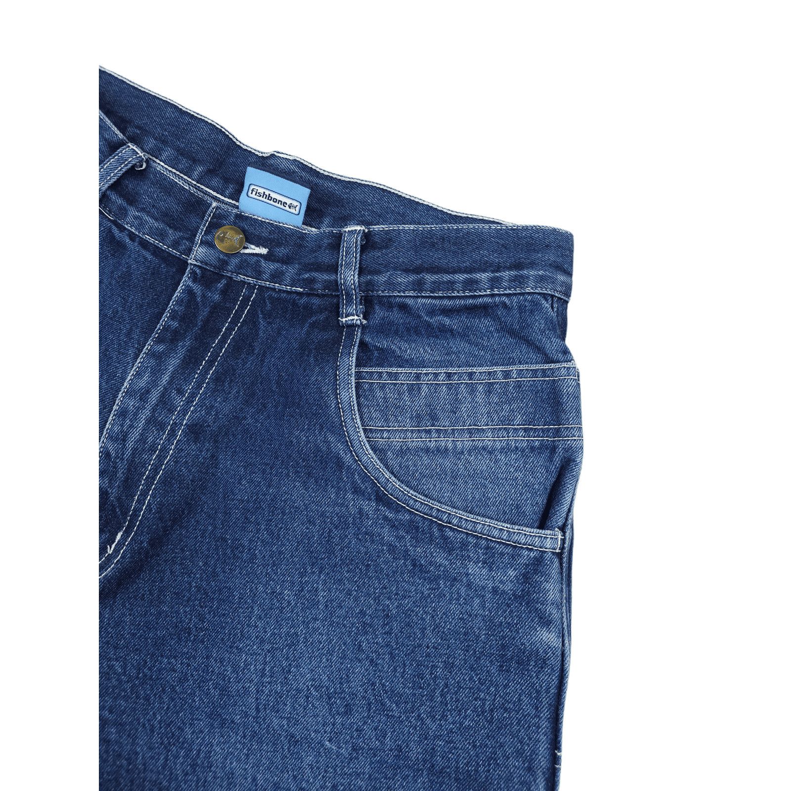 Japanese Brand 💎 Y2K Vintage Fishbone Denim JNCO Shorts Hip-Hop Rap Size US 32 / EU 48 - 5 Thumbnail