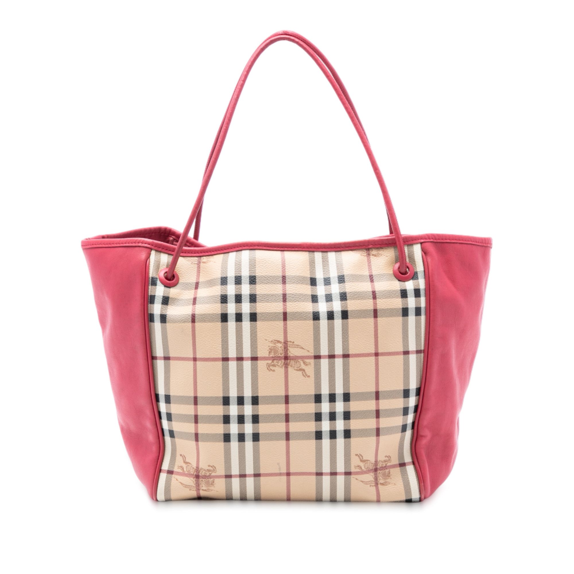 Burberry Burberry Small Leather Trimmed Haymarket Check Coated Canvas Canterbury Tote Size ONE SIZE - 1 Thumbnail